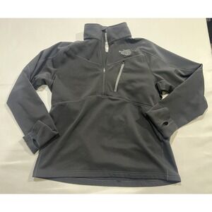 The North Face Fleece Sweatshirt Mens Medium Gray 1/4 Zip Pullover Hiking Casual